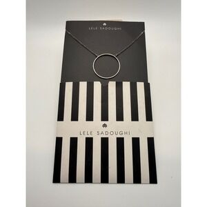 Lele Sadoughi Silver Circle Necklace Geometric Minimalist Jewelry Boxed NWT